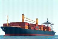 Illustration of sea freight cargo ship